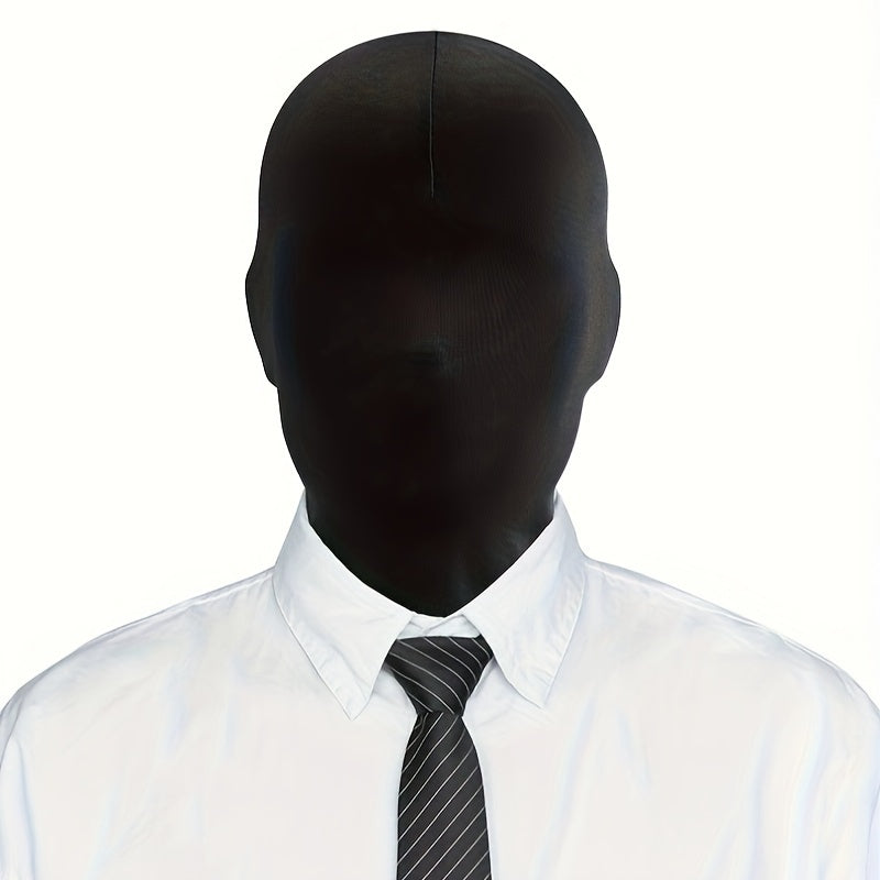 Sporty Black Lycra Full Face Mask - Perfect for Christmas Parties & Cosplay, Hand Washable