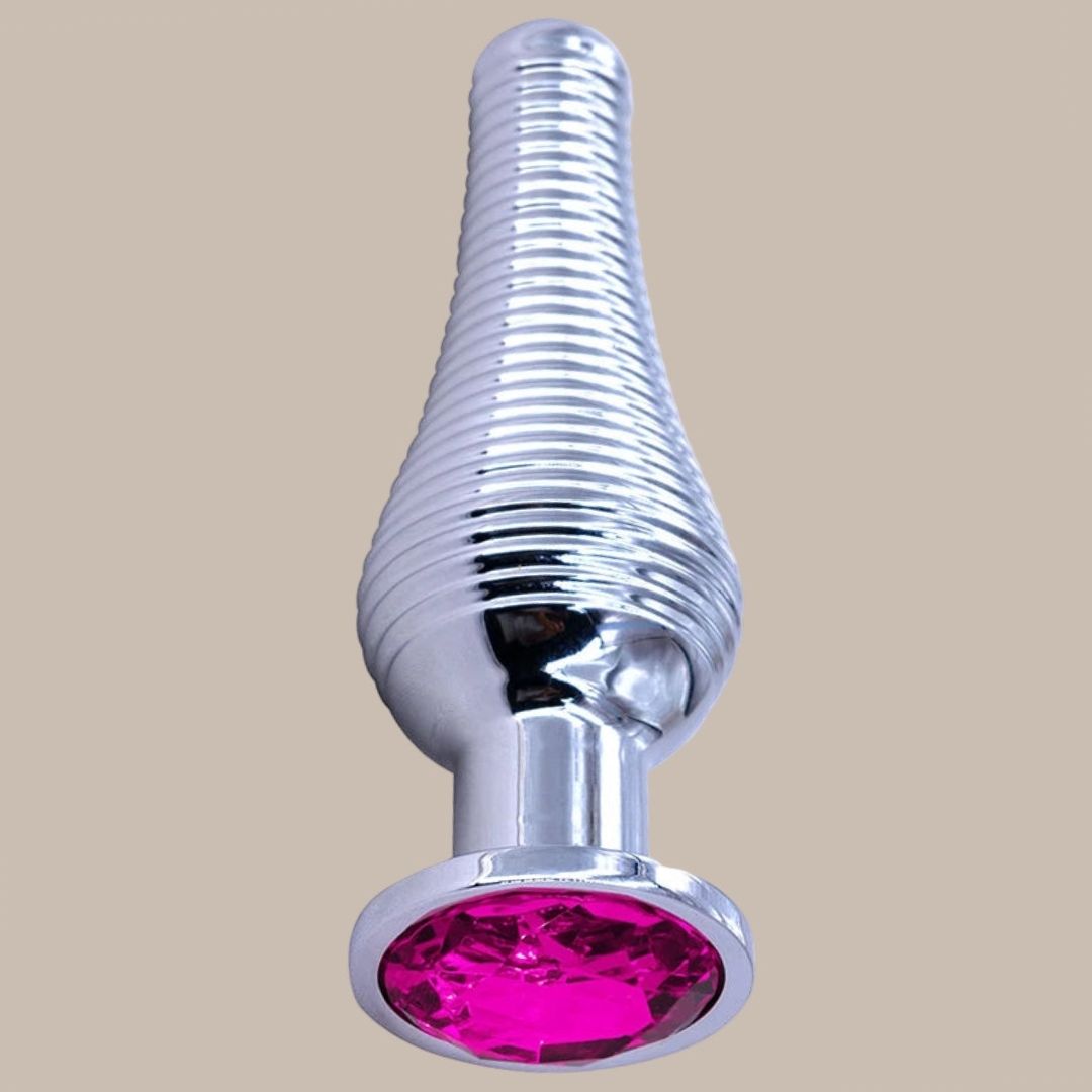 Thread Surface Silvery Stainless Steel Anal Plug Crystal Base Butt Plug Sex Toys For Women Men Adult Toys Anal Toys Sex Shop