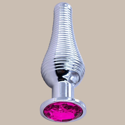 Thread Surface Silvery Stainless Steel Anal Plug Crystal Base Butt Plug Sex Toys For Women Men Adult Toys Anal Toys Sex Shop