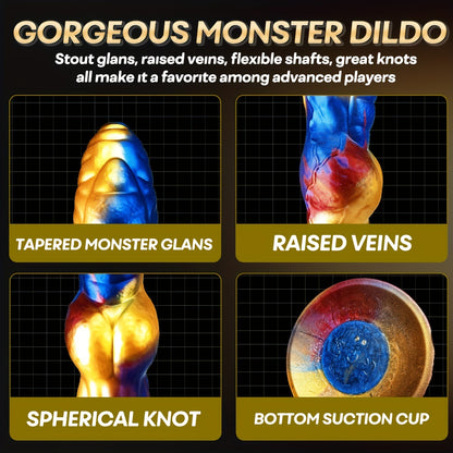 Monster Knot Dildo Vibrator — 3-in-1 Remote Control 23cm