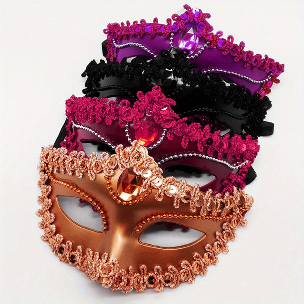 Rhinestone Princess Masquerade Mask 8-Pack