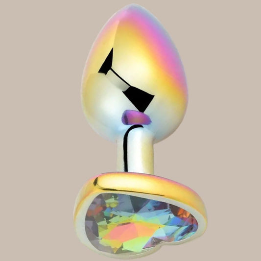 Cute Rainbow Heart-Shaped Metal Crystal Plug