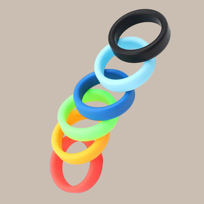 6 Color Penis Ring Delay Ejaculation Silicone Reusable Semen Cock Rings on for Men Enlargement Sex Toys For Men Couple Rings