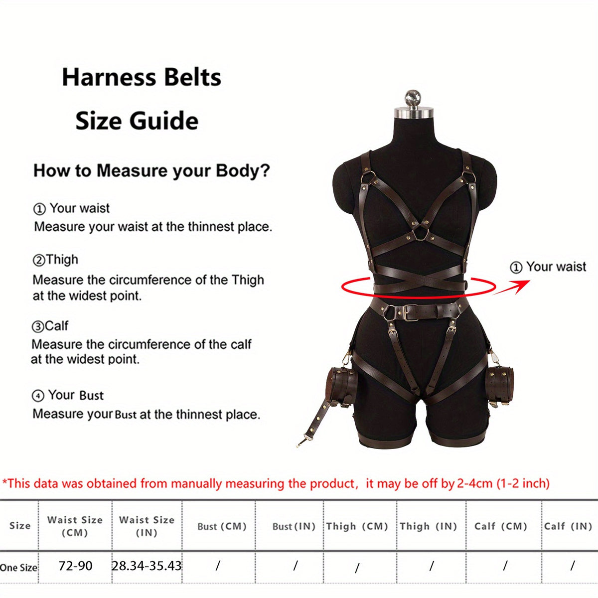 Adjustable Faux Leather Body Harness – Rivet Statement Piece