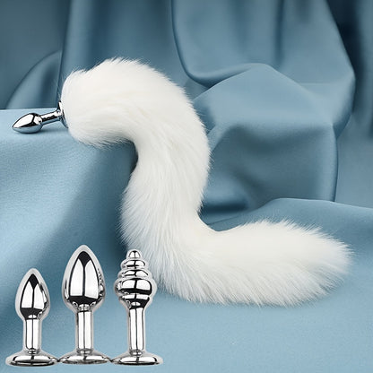 3pcs Detachable Fox Tail Metal Anal Plug, Three Types Plug Butt Plug, Cosplay Sex Games, Sex Toys For Men And Women