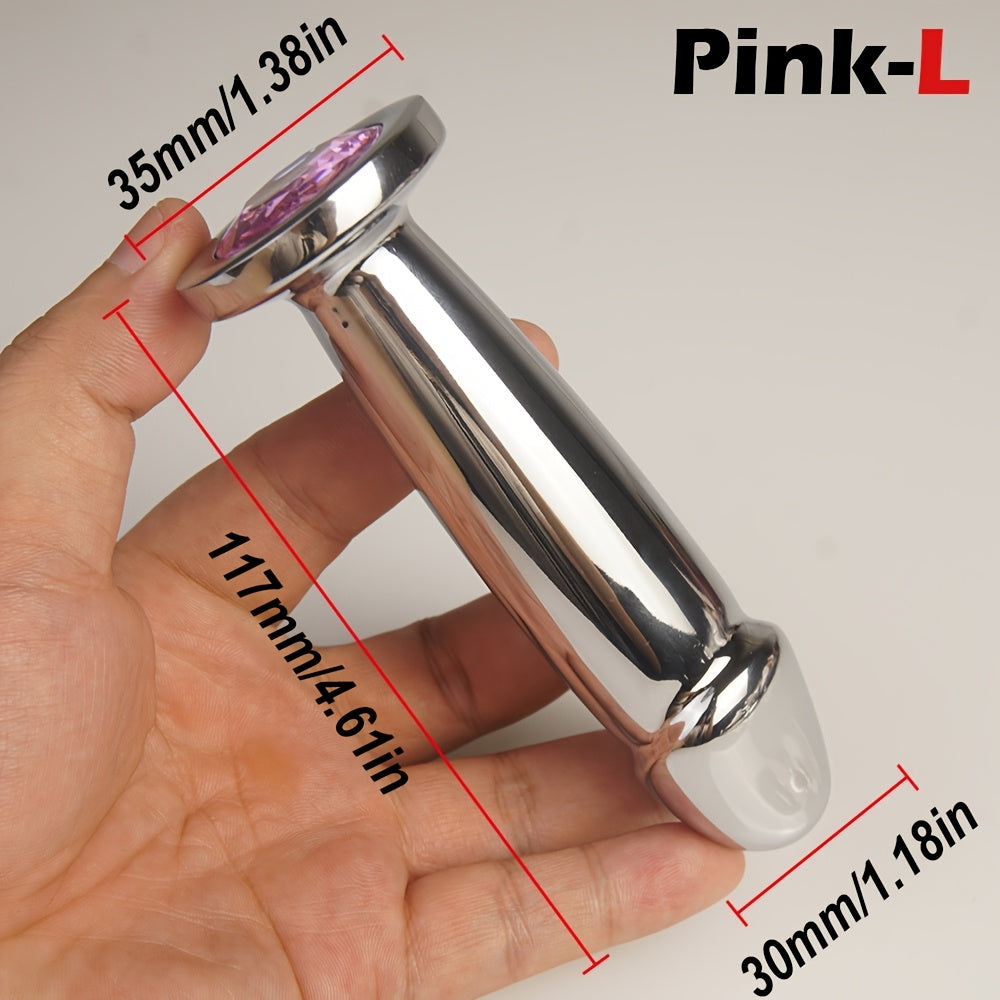 Dildo - Penis Shape Metal Anal Plug Dildo with Jewel, Anus Butt Plugs, Analplug Buttplug Sex Toys, Prostate Stimulation