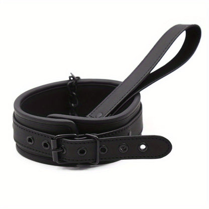 2-Security Locking Black PU Leather Dog Harness with Adjustable Straps & Metal Chains - Heavy Duty for Large Dogs, Panic Button Safety, Anti-Slip Design for Secure Control and Peace of Mind, Pet Safety Equipment, Reliable Buc