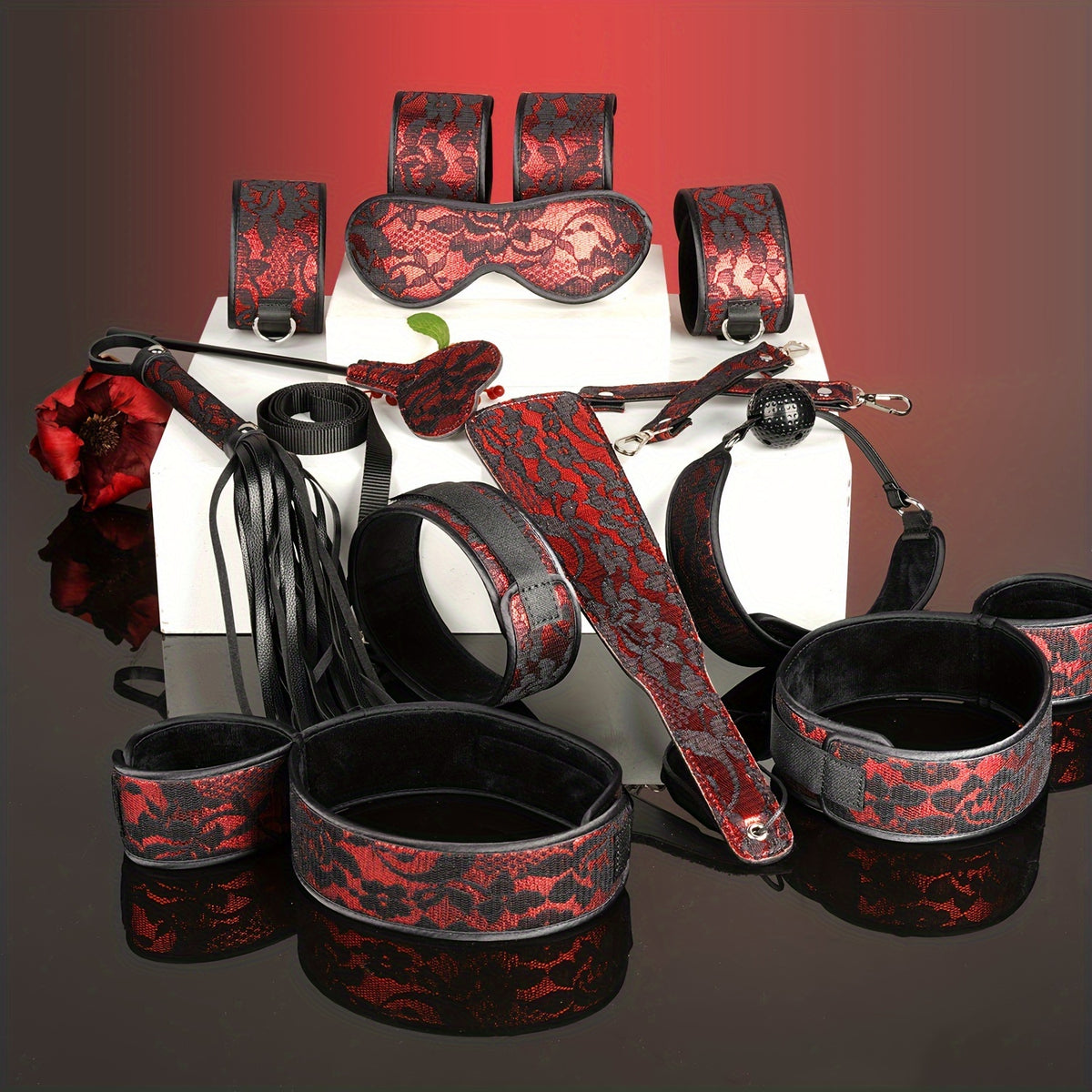 Red Lace 11-Piece Couples Sensation Set