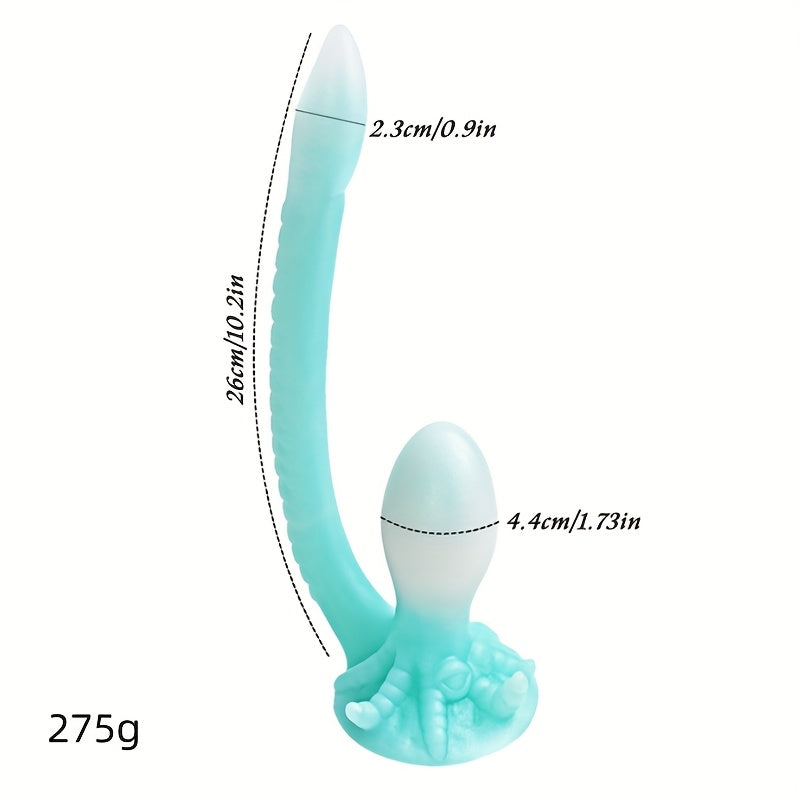 NEZEND 1pc Octopus Tail Shaped Penis/ Anal Plug Microwave Sterilizable, Extra Long Tentacle Double Head Vibration, Liquid Silicone Non-Electric Anal Beaver for Men and Women, BDSM Intimate Sex Toy