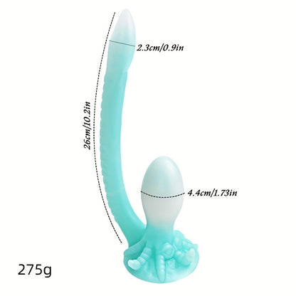 NEZEND 1pc Octopus Tail Shaped Penis/ Anal Plug Microwave Sterilizable, Extra Long Tentacle Double Head Vibration, Liquid Silicone Non-Electric Anal Beaver for Men and Women, BDSM Intimate Sex Toy