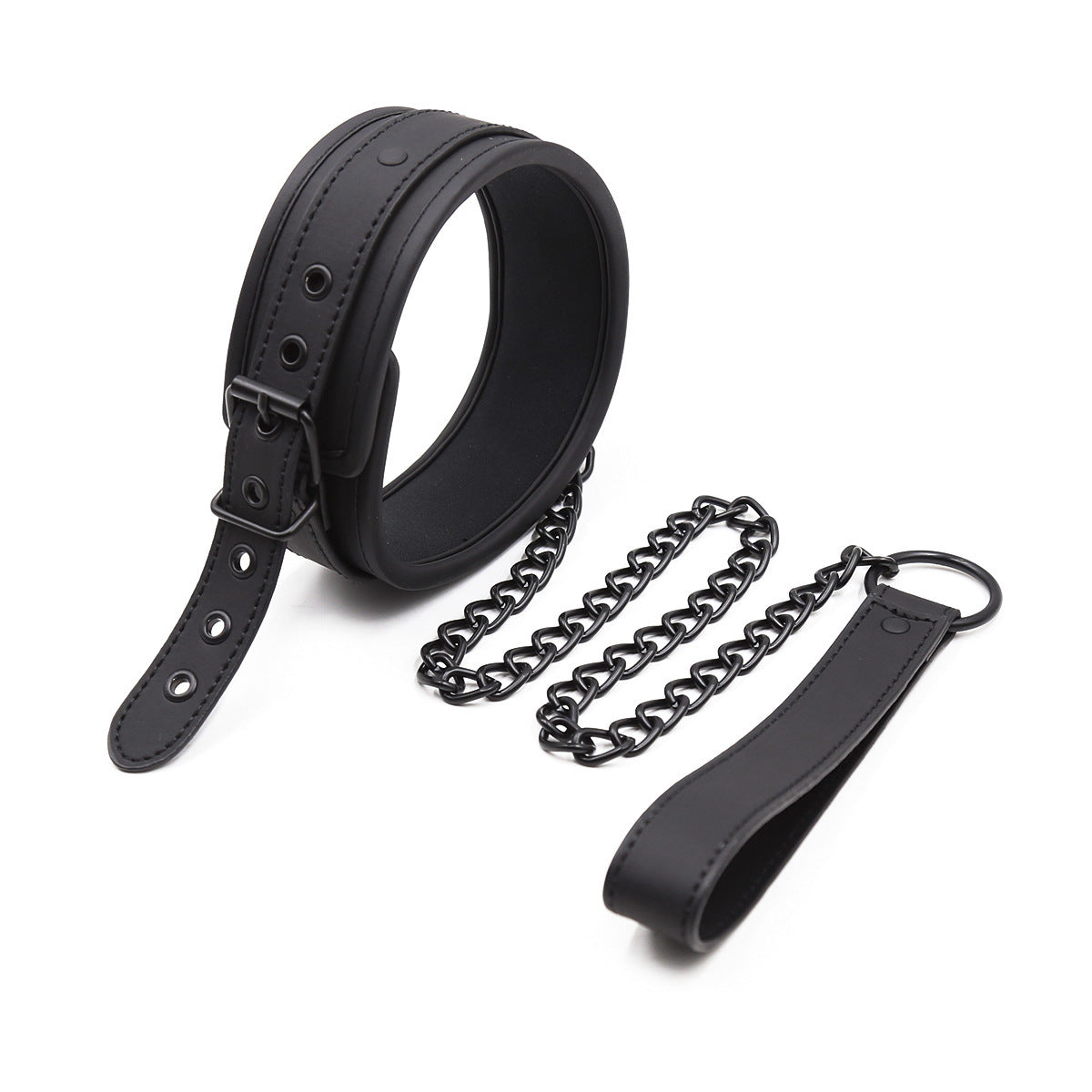 2-Security Locking Black PU Leather Dog Harness with Adjustable Straps & Metal Chains - Heavy Duty for Large Dogs, Panic Button Safety, Anti-Slip Design for Secure Control and Peace of Mind, Pet Safety Equipment, Reliable Buc