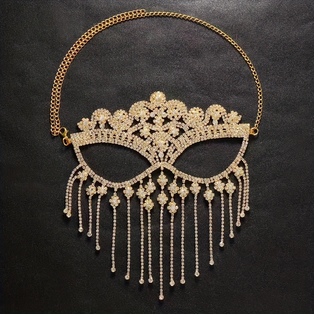 Crystal Rhinestone Fringe Face Mask