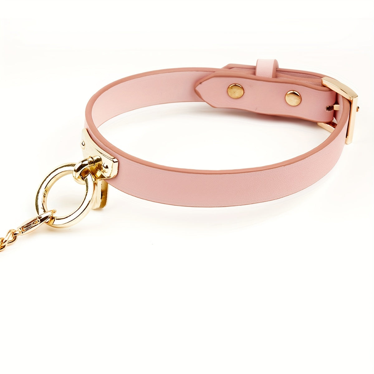 1pc BDSM Leather Collar with Golden Chain - Durable, Adjustable, and Comfortable for Flirting Games, Role-Playing, and Adult Pleasure, Ideal Gift for Valentine'S Day, Halloween, Christmas, and Birthday, Adult Sex Toy | Playfu