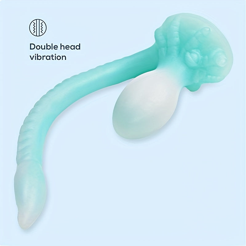 NEZEND 1pc Octopus Tail Shaped Penis/ Anal Plug Microwave Sterilizable, Extra Long Tentacle Double Head Vibration, Liquid Silicone Non-Electric Anal Beaver for Men and Women, BDSM Intimate Sex Toy