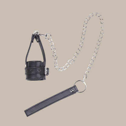 Adult SM Decompression Toy - Bondage Traction JJ Ring Penis Ring, Cock Ring with Adjustable Leather Sleeve Lock, Sperm Ring Collar, Elegant Silver Chain Design, Ideal for BDSM Play, BDSM Play Ring|Elegant Chain Design|Adjusta