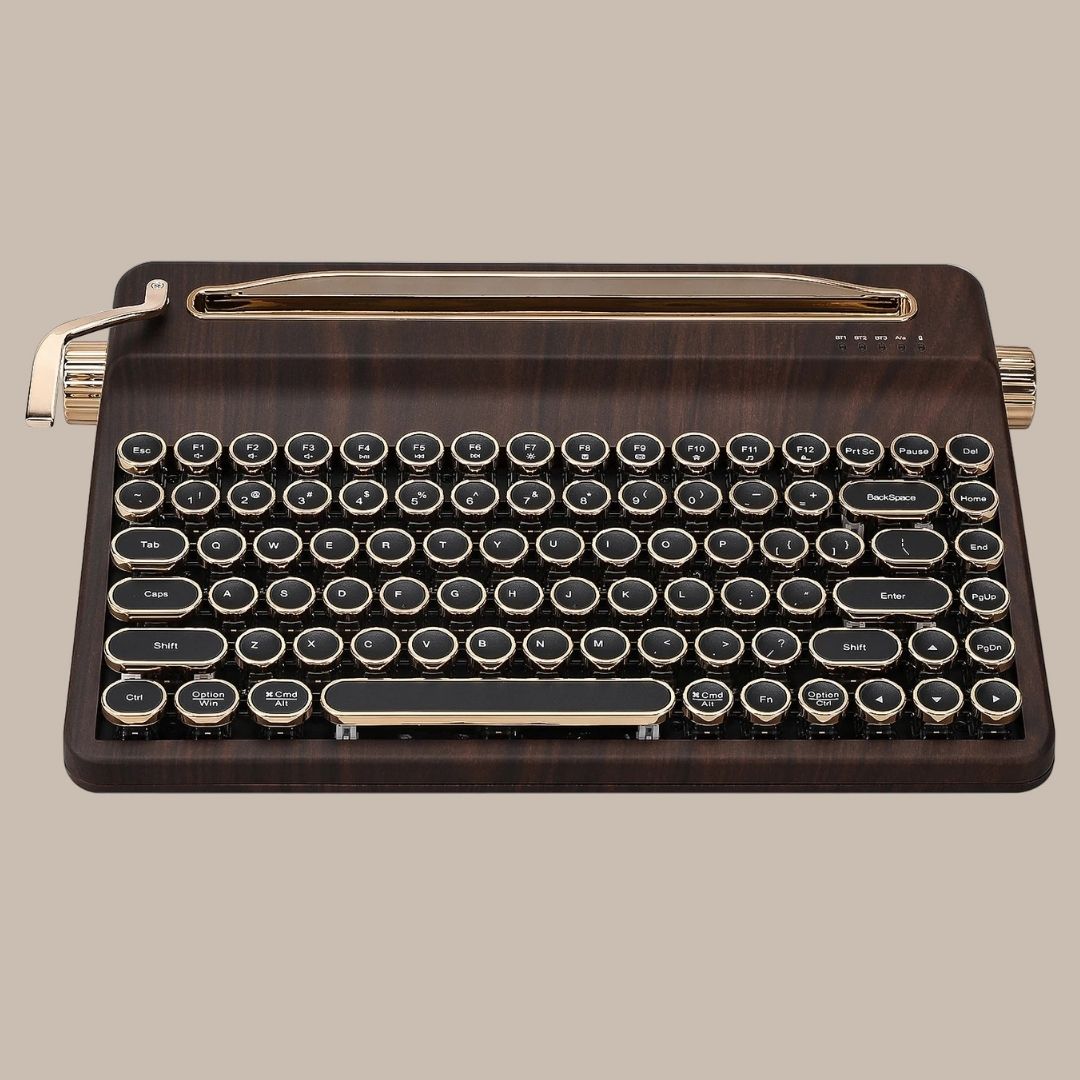 Creme Beige Premium Keyboard Golden