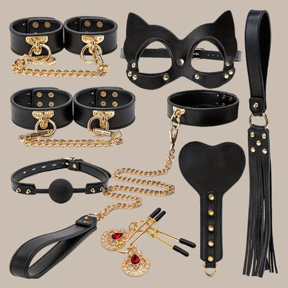 10-Piece Cat Ear Leather Couples Play Kit