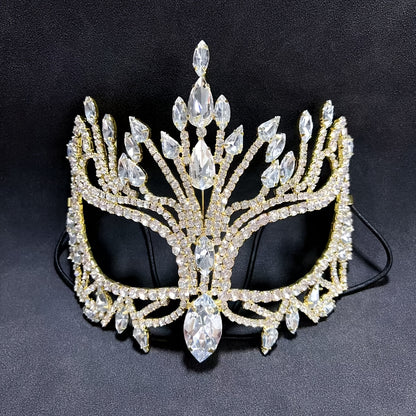 Copper Diamond Masquerade Mask with Glass Inlay