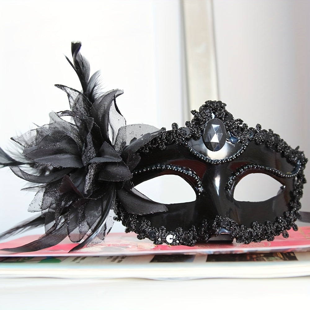 Lily Flower Rhinestone Half-Face Mask