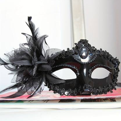 Lily Flower Rhinestone Half-Face Mask