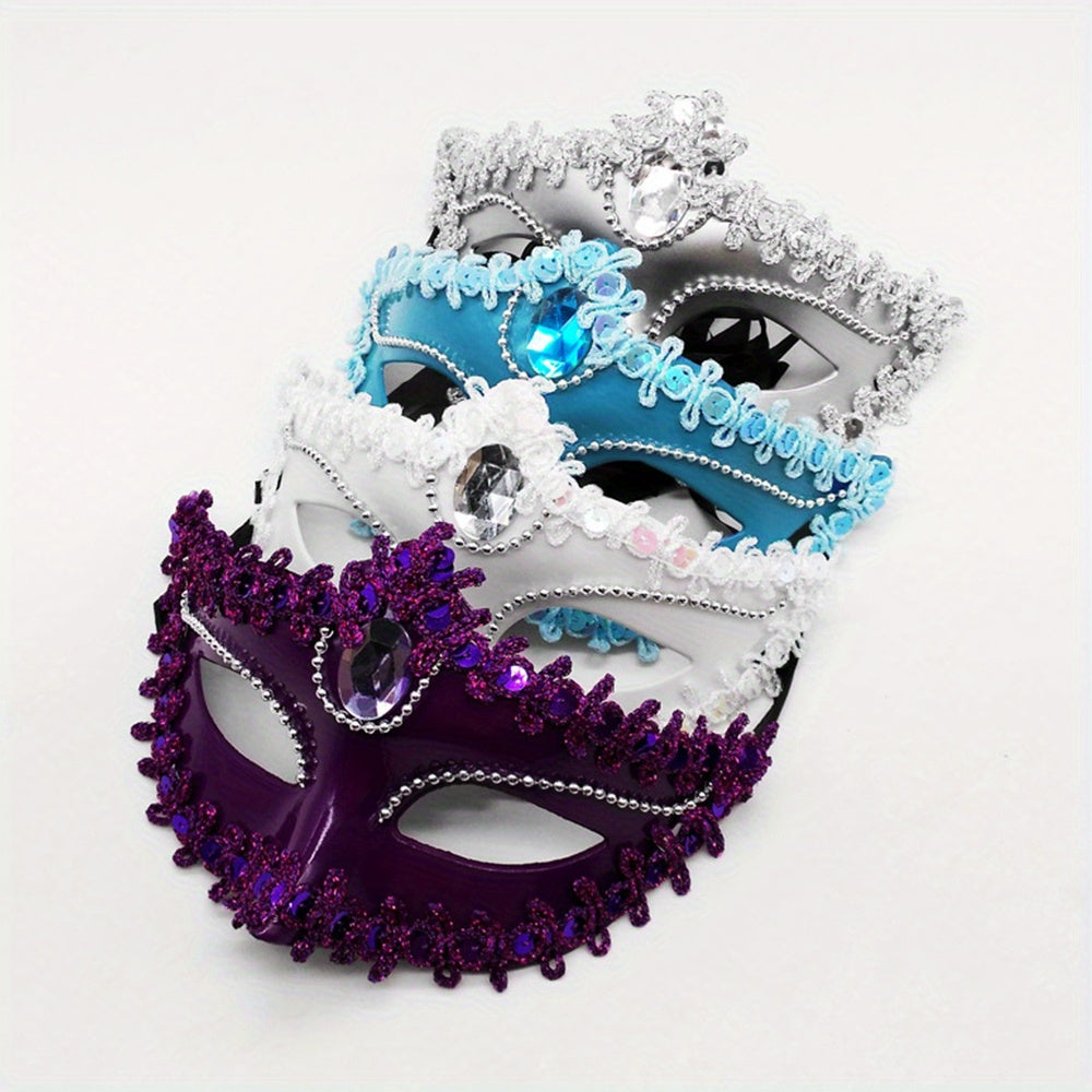 Rhinestone Princess Masquerade Mask 8-Pack