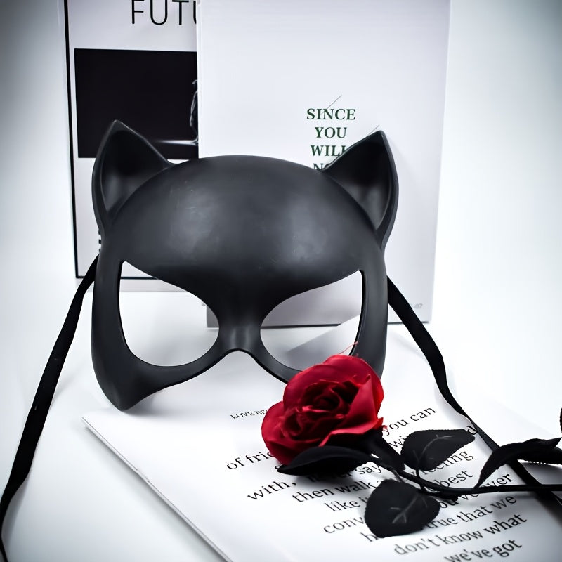 Cat Woman Costume Mask | Black Leather-Look