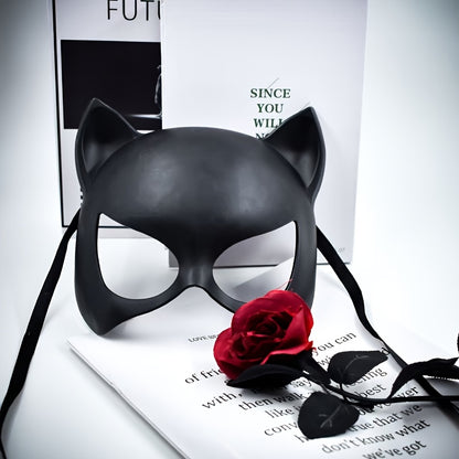 Cat Woman Costume Mask | Black Leather-Look