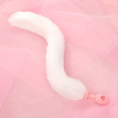 One Piece Cute Sexy Plush Pussy Tail Anal Plug Silicone Cat Paw Ass Plug, Fox Tail Animal Tail Dildo BDSM Cosplay Role Play Flirt Play, Sex Toys For Male Female