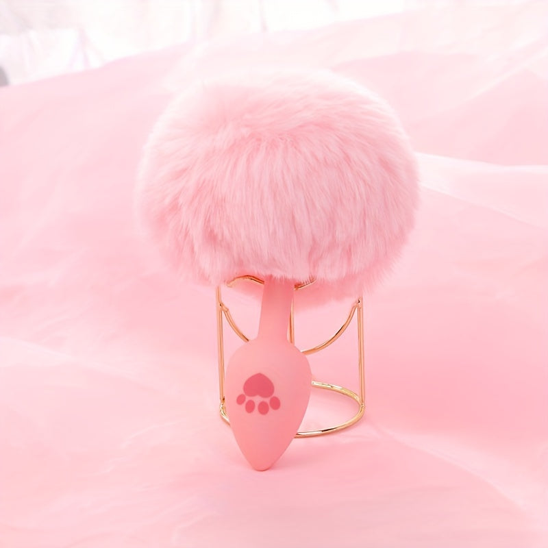 One Piece Cute Sexy Plush Pussy Tail Anal Plug Silicone Cat Paw Ass Plug, Fox Tail Animal Tail Dildo BDSM Cosplay Role Play Flirt Play, Sex Toys For Male Female