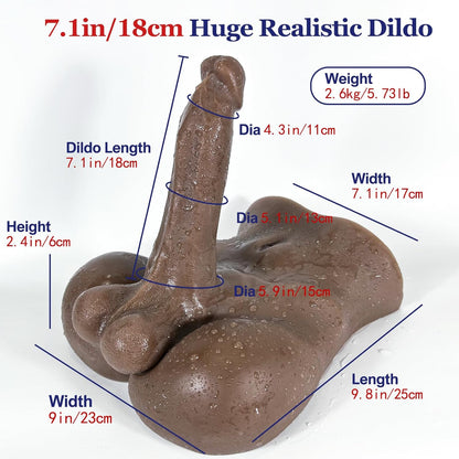 Black Dildo Torso Soft TPE Unisex