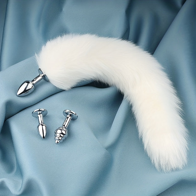3pcs Detachable Fox Tail Metal Anal Plug, Three Types Plug Butt Plug, Cosplay Sex Games, Sex Toys For Men And Women