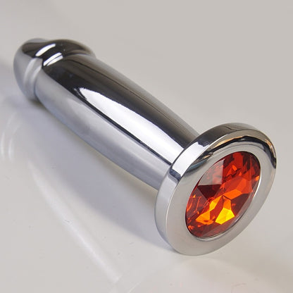 Dildo - Penis Shape Metal Anal Plug Dildo with Jewel, Anus Butt Plugs, Analplug Buttplug Sex Toys, Prostate Stimulation