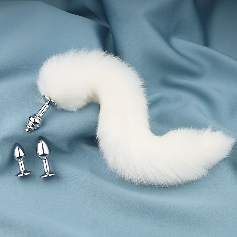 3pcs Detachable Fox Tail Metal Anal Plug, Three Types Plug Butt Plug, Cosplay Sex Games, Sex Toys For Men And Women