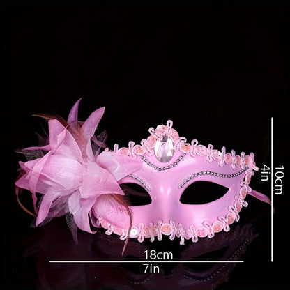 Lily Flower Rhinestone Half-Face Mask