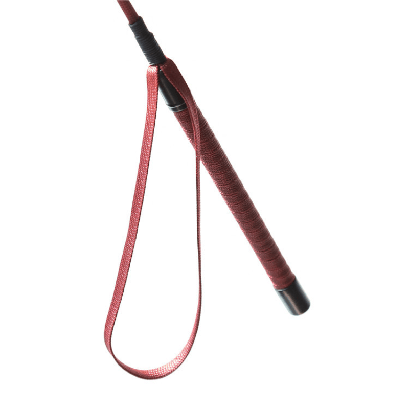 1pc Professional Equestrian Short Whip - Red Faux Leather with Black Grip, Anti-Slip Wrist Strap, Durable Horse Riding Crop for Training & Competitions, Equestrian Equipment, Sleek Design, Secure Grip Handle