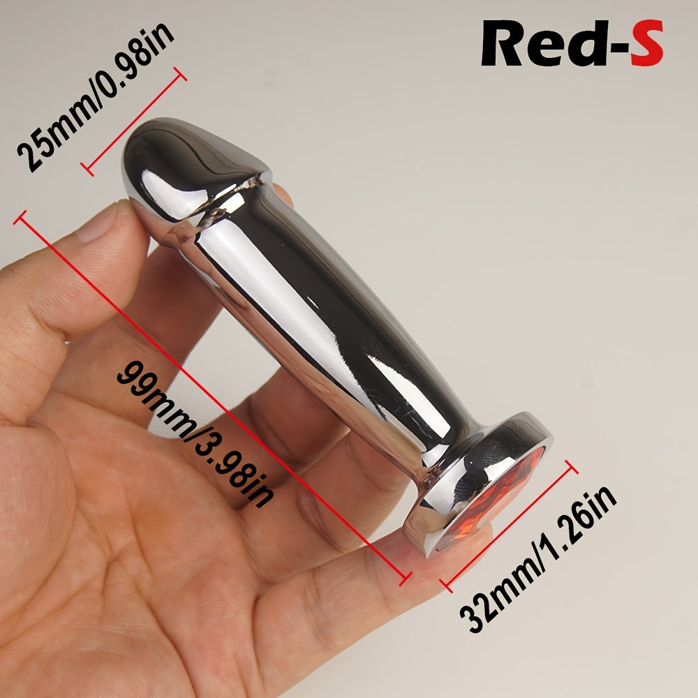 Dildo - Penis Shape Metal Anal Plug Dildo with Jewel, Anus Butt Plugs, Analplug Buttplug Sex Toys, Prostate Stimulation