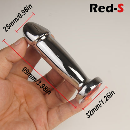Dildo - Penis Shape Metal Anal Plug Dildo with Jewel, Anus Butt Plugs, Analplug Buttplug Sex Toys, Prostate Stimulation
