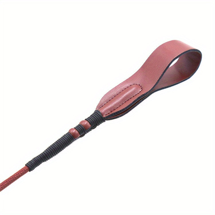 1pc Professional Equestrian Short Whip - Red Faux Leather with Black Grip, Anti-Slip Wrist Strap, Durable Horse Riding Crop for Training & Competitions, Equestrian Equipment, Sleek Design, Secure Grip Handle