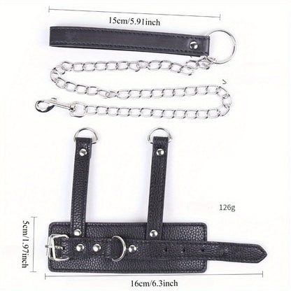 Adult SM Decompression Toy - Bondage Traction JJ Ring Penis Ring, Cock Ring with Adjustable Leather Sleeve Lock, Sperm Ring Collar, Elegant Silver Chain Design, Ideal for BDSM Play, BDSM Play Ring|Elegant Chain Design|Adjusta