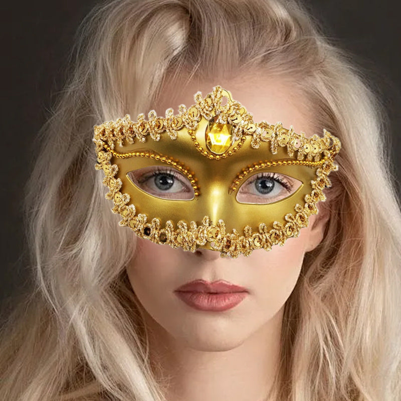 Rhinestone Princess Masquerade Mask 8-Pack