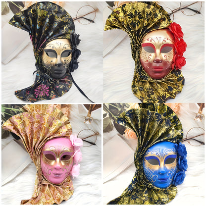 Hand-Painted Venetian Fan Masquerade Mask