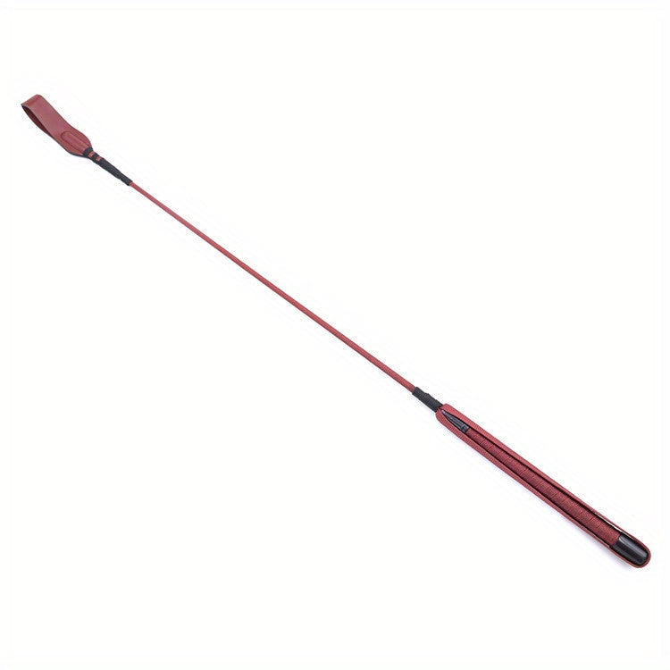 1pc Professional Equestrian Short Whip - Red Faux Leather with Black Grip, Anti-Slip Wrist Strap, Durable Horse Riding Crop for Training & Competitions, Equestrian Equipment, Sleek Design, Secure Grip Handle