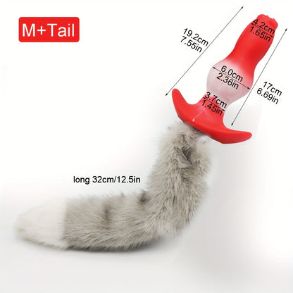 Sexy Anal Plug with Tail - Soft Silicone Butt Design for Adults, Wearable & Non-Electric, Perfect for Couples' Playtime