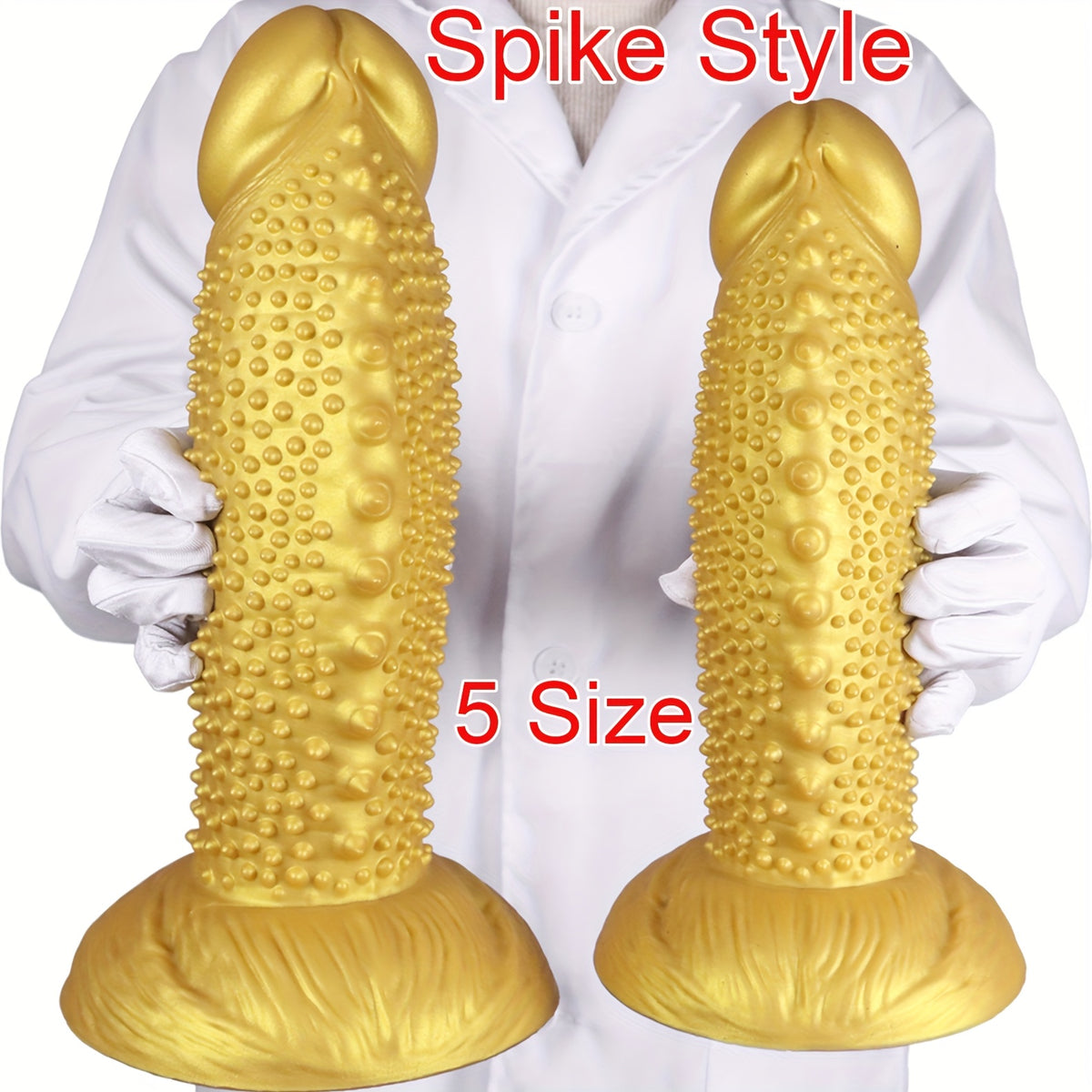 Golden Spiky Texture Dildo — 5 Sizes Anal and Vaginal