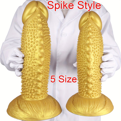 Golden Spiky Texture Dildo — 5 Sizes Anal and Vaginal