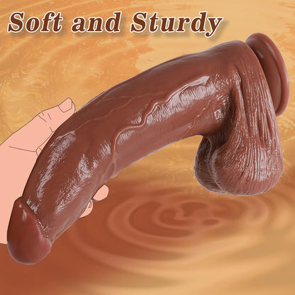 Huge 33 cm Thick Brown PVC Wand with Suction Base