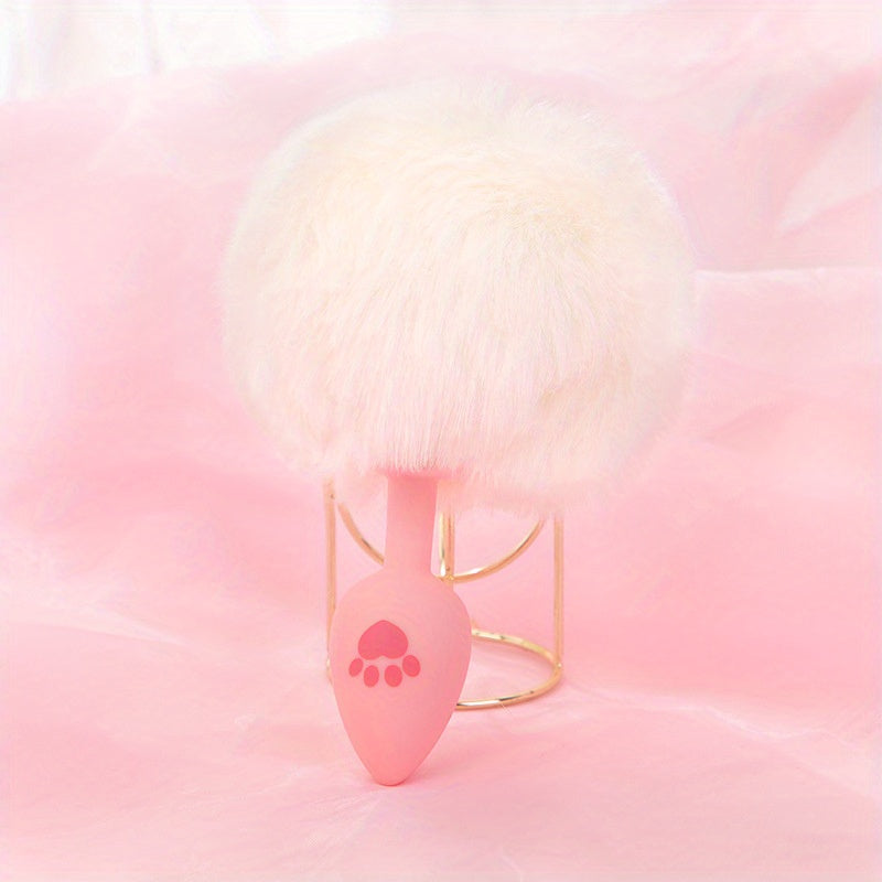 One Piece Cute Sexy Plush Pussy Tail Anal Plug Silicone Cat Paw Ass Plug, Fox Tail Animal Tail Dildo BDSM Cosplay Role Play Flirt Play, Sex Toys For Male Female