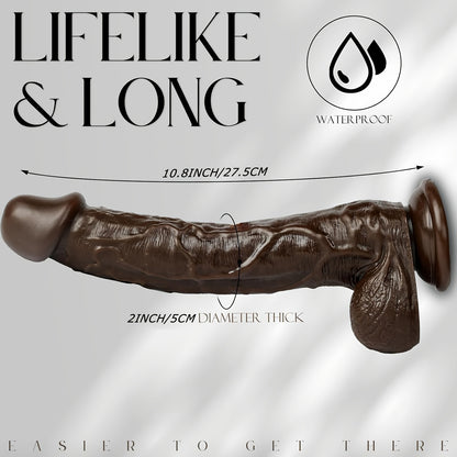 27 cm Thick Lifelike PVC Wand – Black Coffee