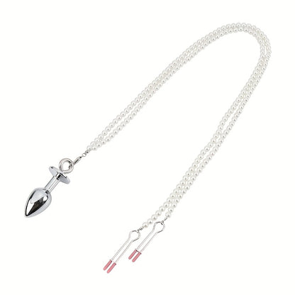 3pcs Nipple Clamps & Anal Plug Set BDSM Sensual Toy for Couples, Breast/Clit/Butt Play, Beginner BDSM Kit