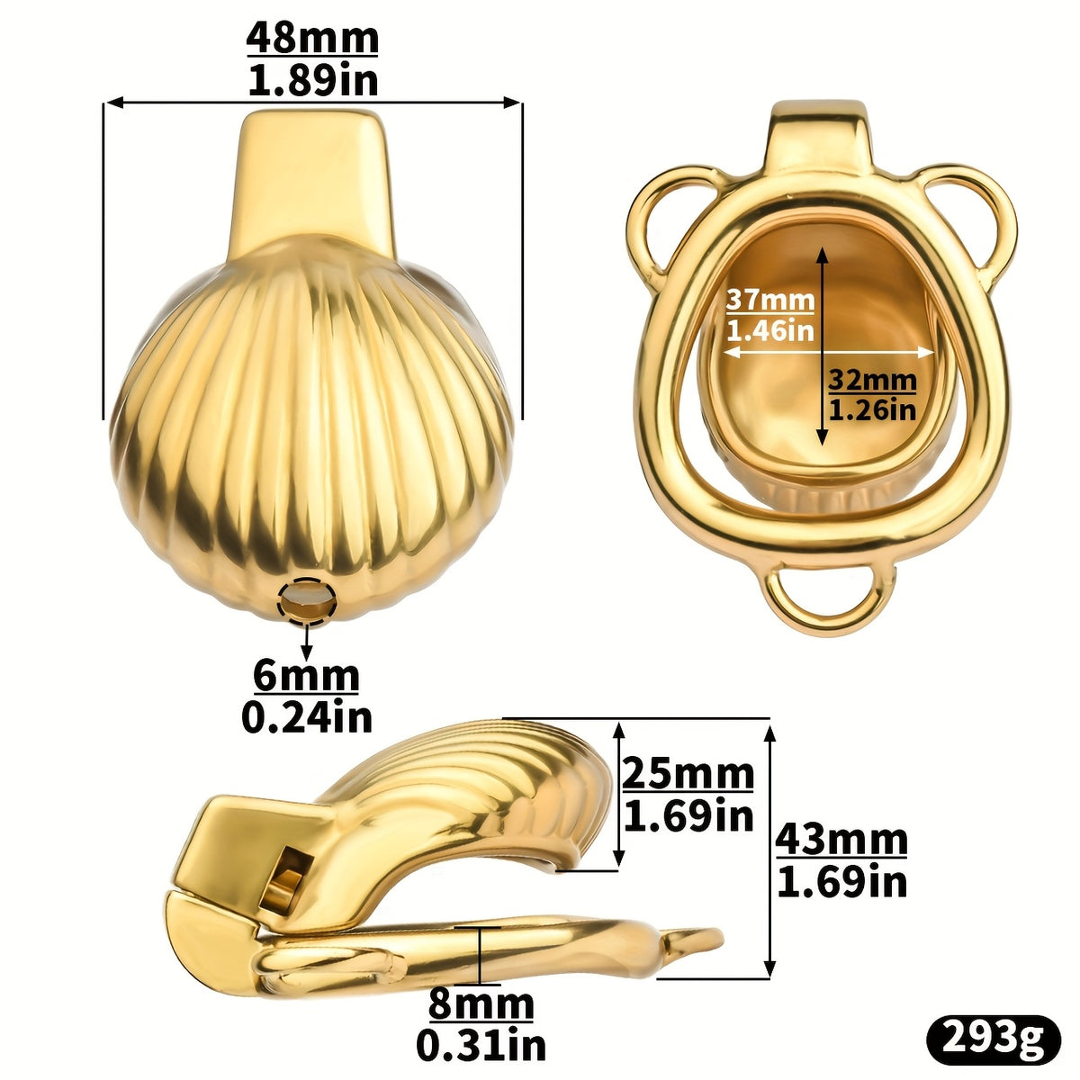 Golden Luxury Metal Chastity Cage